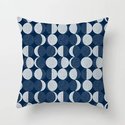 Blue Abstract Print Home Cushion Cover with Geometric Pattern