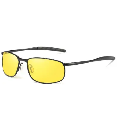 Men Fashion Square Frame Metal TAC Polarized Driving Sunglasses