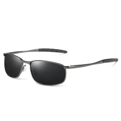Men Fashion Square Frame Metal TAC Polarized Driving Sunglasses