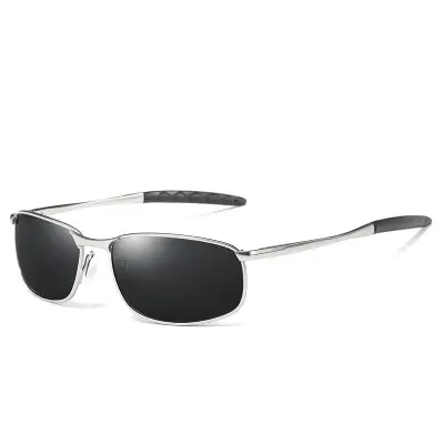 Men Fashion Square Frame Metal TAC Polarized Driving Sunglasses