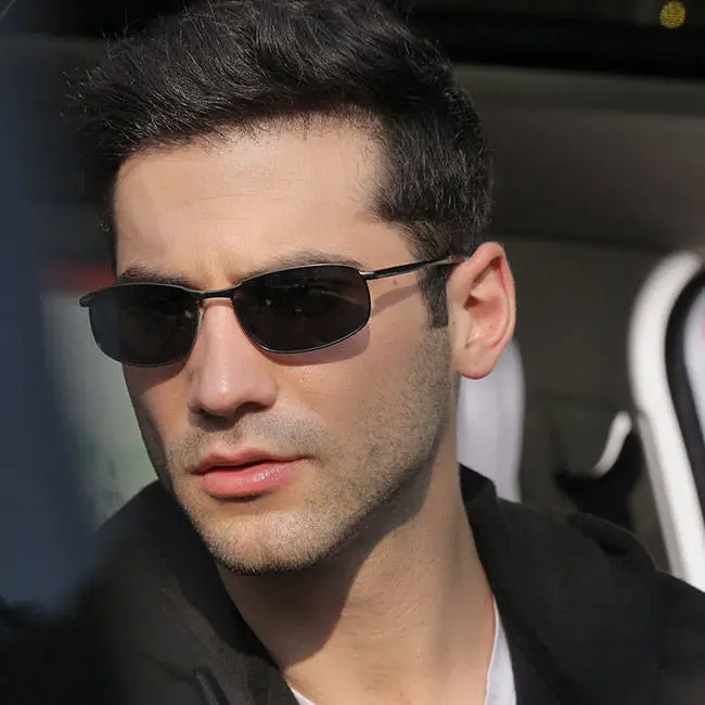 Men Fashion Square Frame Metal TAC Polarized Driving Sunglasses