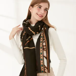 Mantón de bufanda estampado a rayas con personalidad a la moda para mujer
