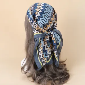 Bufanda cuadrada con estampado fino de seda de imitación informal para mujer