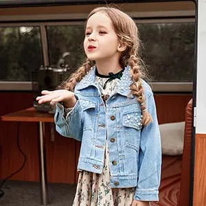 معطف جينز بأكمام طويلة بتصميم يونيكورن كرتوني للبنات