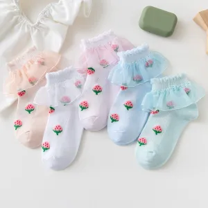 Children Kids Baby Fashion Girls Strawberry Breathable Socks