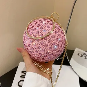 Mini sac de soirée élégant à paillettes rondes et creuses pour femmes