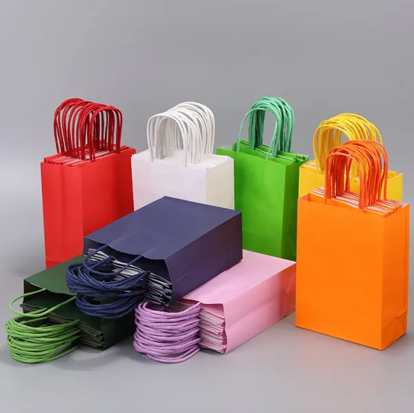 Rectangular Candy Color Kraft Paper Storage Packaging Bag Garment Accessories