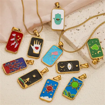 Rhinestone Alloy Heart Pendant Stainless Steel Chain Necklace