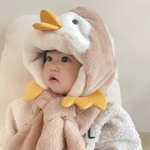 Kids Unisex Autumn Winter Fashion Casual Cute Color-Matching Little Duck With Velvet Thickened Hat