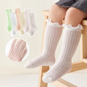 Calcetines de color sólido de malla fina para niñas a la moda para bebés recién nacidos