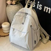 Oxford Cloth Men Casual Zipper Design Solid Color Large Capacity Backpack