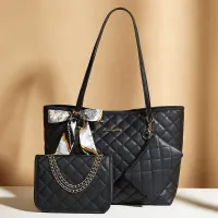 Women Retro Simple Crocodile Pattern Flip Wallet Large Capacity Square Handbag Set