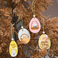 Easter Decoration Cute Rabbit Eggshell Chick Wooden Pendant