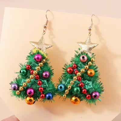 Women Fashion Creative Christmas Tree Bell Earrings