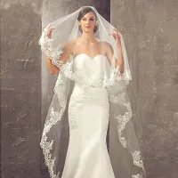 Fashion Simple Bridal Long Lace Wedding Veil Wedding Head Accessories