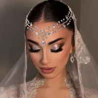 Bridal Rhinestone Forehead Chain Headband Pendant Wedding Veil Accessories