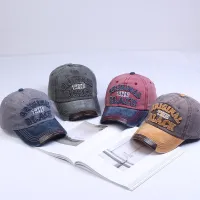 Women Retro Letter Cloth Sticker Design Denim Cap