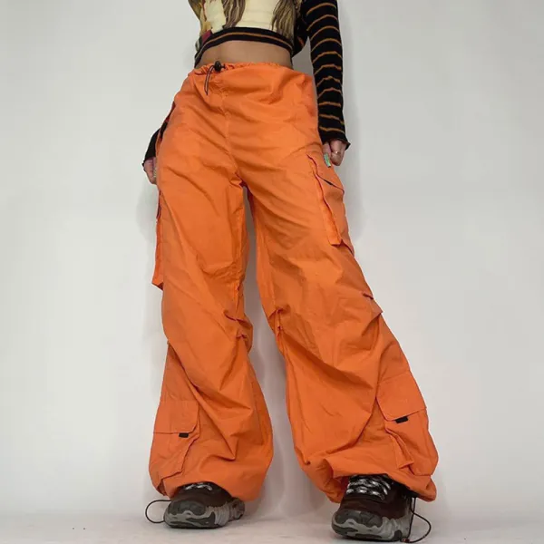 Women Casual Loose Low-Waist Drawstring Wide-Leg Pants