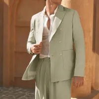 Men Spring Autumn Fashion Casual Commuter Stripe Plaid Long Sleeve Lapel Blazer