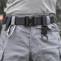 Men Fashion Casual Business Versatile Square Pin Buckle Canvas Patchwork Belt