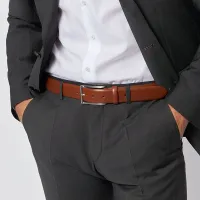 Men Fashion Casual Business Versatile Square Pin Buckle Canvas Patchwork Belt
