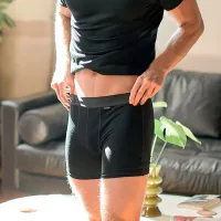 Men Fashion Casual Simple Letter Cotton Mid Waist Boxer Pants