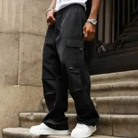 Men Fashion Casual Versatil Solid Color Multi Pocket Cargo Jogger Pants