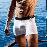 Men Fashion Casual Simple Letter Cotton Mid Waist Boxer Pants