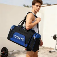 Men Leisure Sports Basic Letter Print Large Capacity Oxford Duffle Bag
