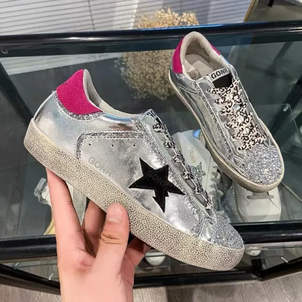 Women Fashion Plus Size Vintage Dressed Sequin Star Sneakers