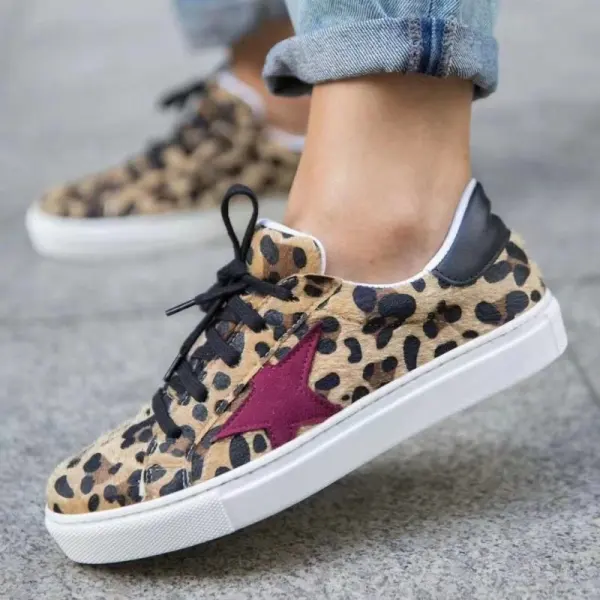 Women Fashion Round Toe Lace-Up Canvas Sneakers