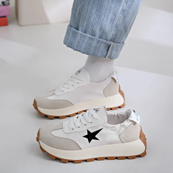 Women Fashion Casual Breathable Star Thick-Soled Sneakers