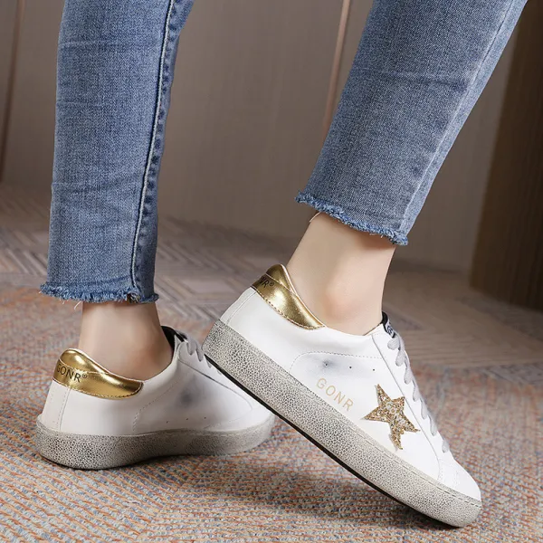Women Fashion Casual Plus Size Star Round Toe Sneakers