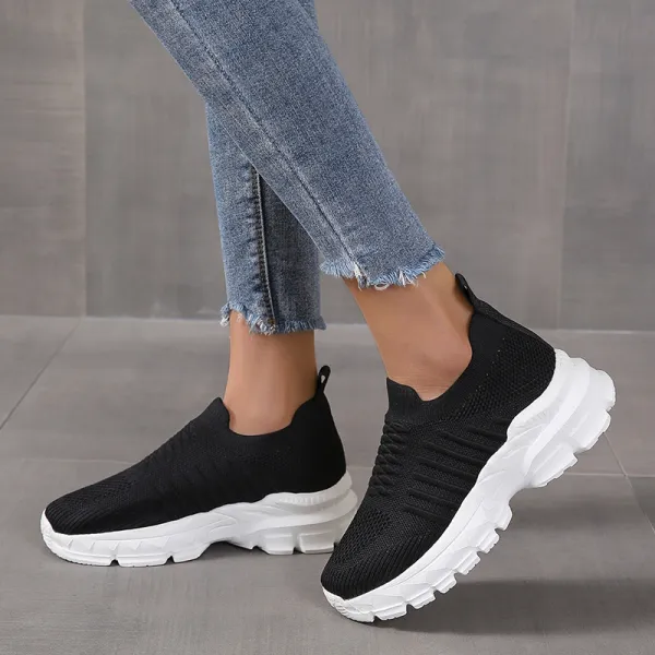 Women Fashion Casual Plus Size Solid Color Thick-Soled Woven Sneakers