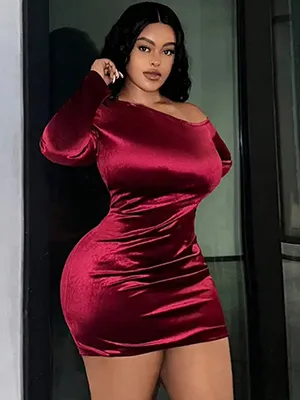 Woemn Fashion Casual Plus Size Solid Color Pleated Long Sleeve Dress