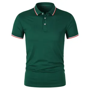 قميص بولو للجنسين بتصميم بسيط مخطط، مطبوع عليه شعار ومطرز حسب الطلب