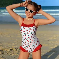 Kids Toddler Girls Casual Cute Tiny Flower Print One Piece Swimwear