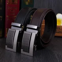Men's Fashion Design Genuine Leather Sliding Automatic Buckle Business Belt
