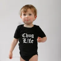 Kids Baby Girl Boy Fashion Chug Life Comfortable Round Neck Short Sleeve Romper