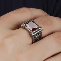 Wholesale Men Domineering Retro Inlaid Gemstone Cross Rings