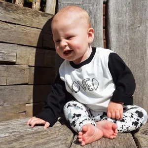 Toddlers Newborn Baby Fashion Girls Boys Long Sleeve Love Letter Top And Pants 2pcs Set