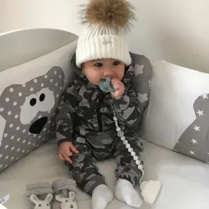 Barboteuse à capuche en coton à manches longues et imprimé camouflage pour garçon